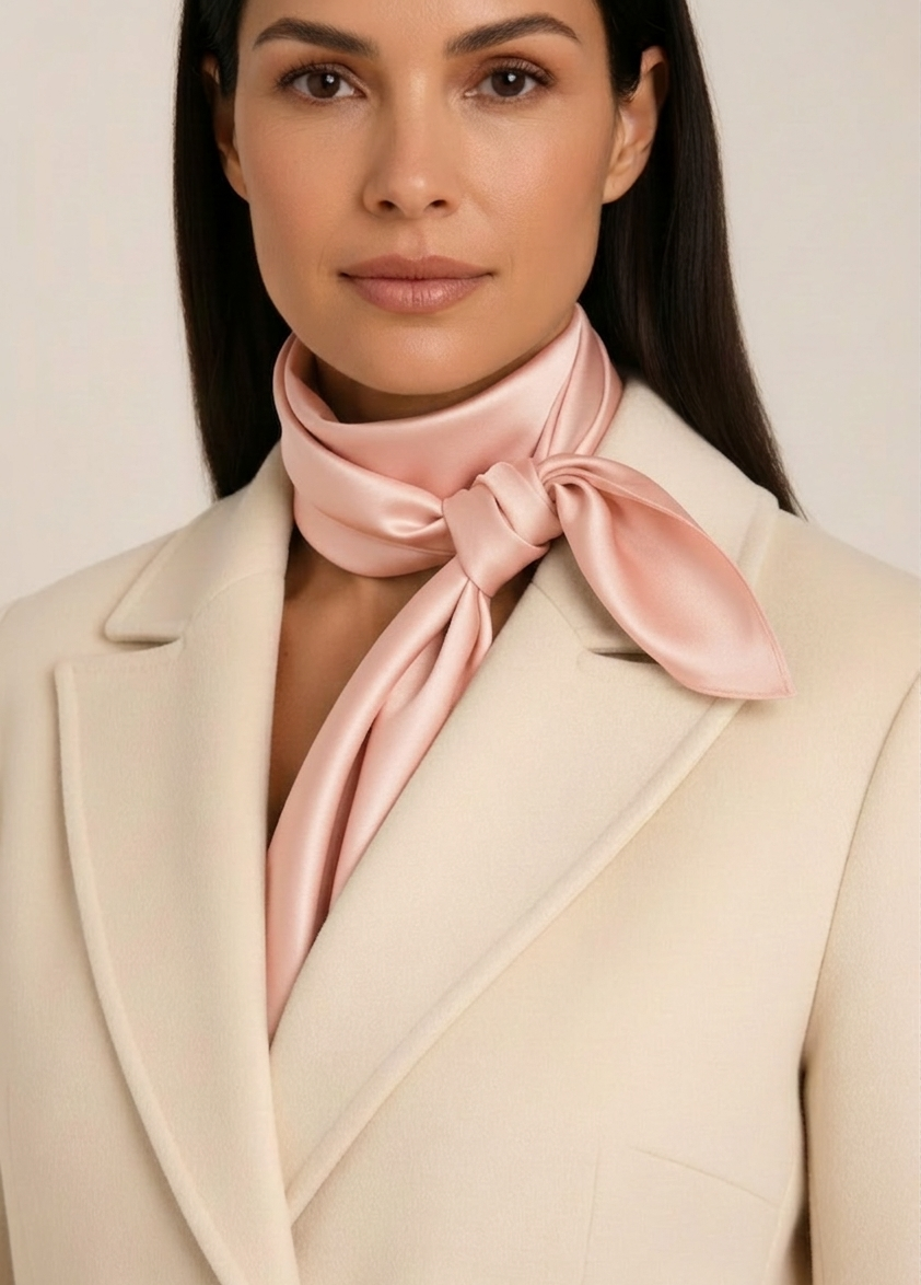 Lenço com Toque de Seda Rosa