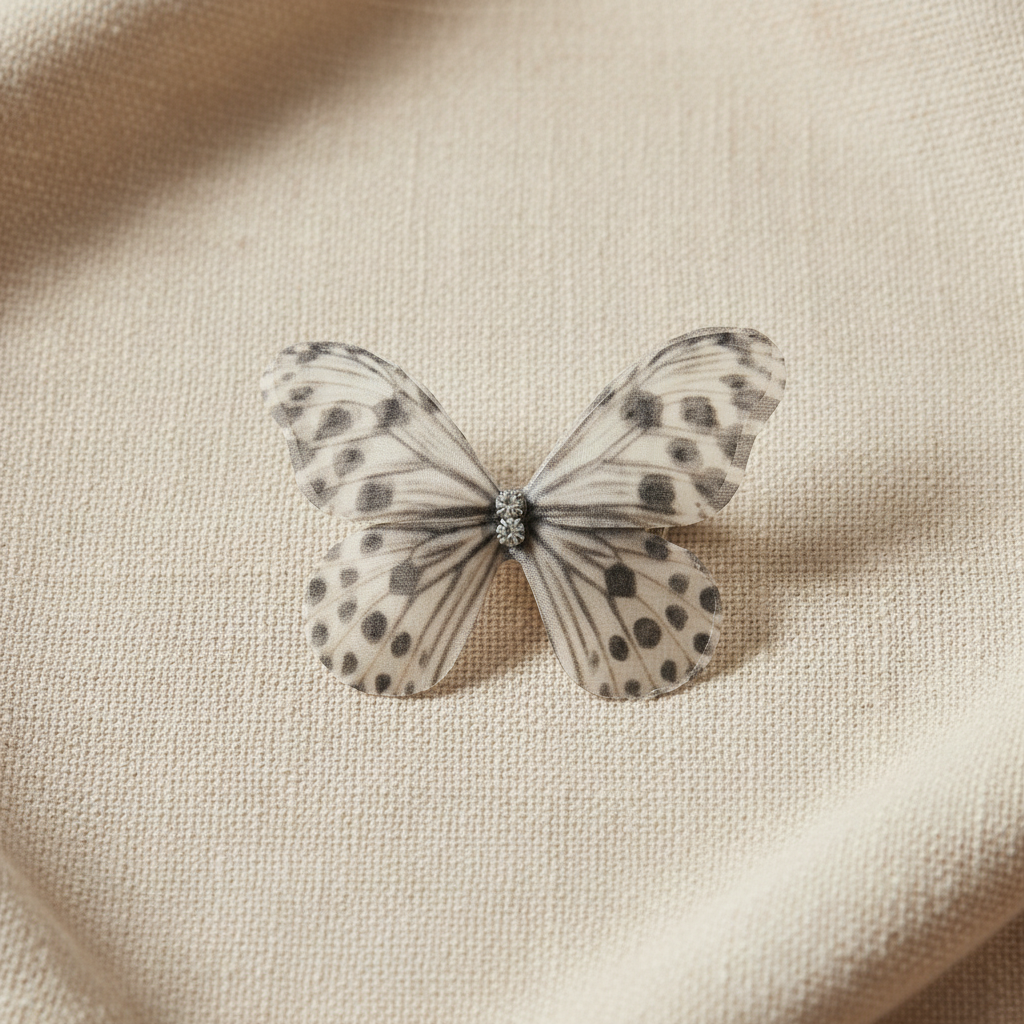 Broche borboleta organza sobre tecido elegante