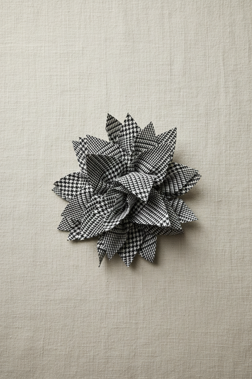 Broche deitado sobre linho