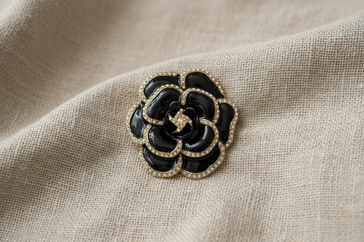 Broche sobre tecido bege natural