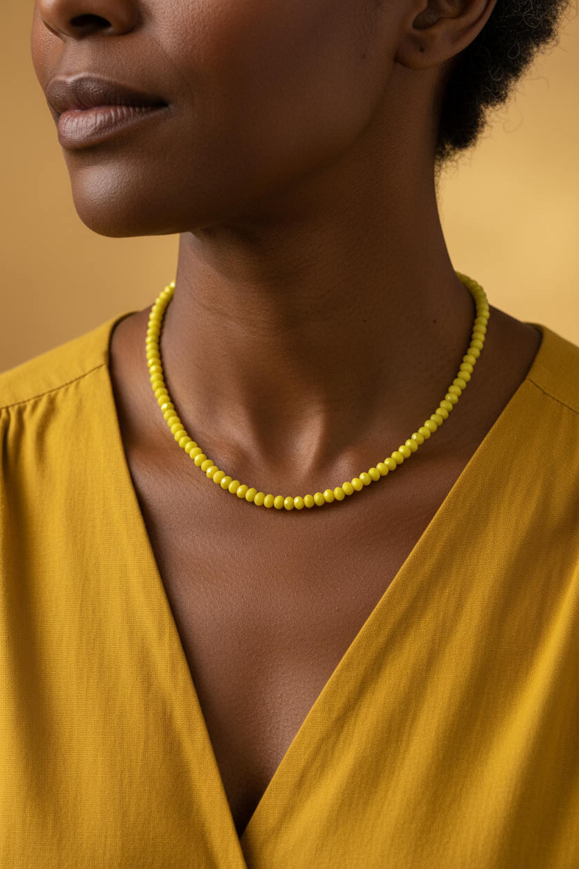 Colar Cristal Amarelo Ultra Realista - Salva Look