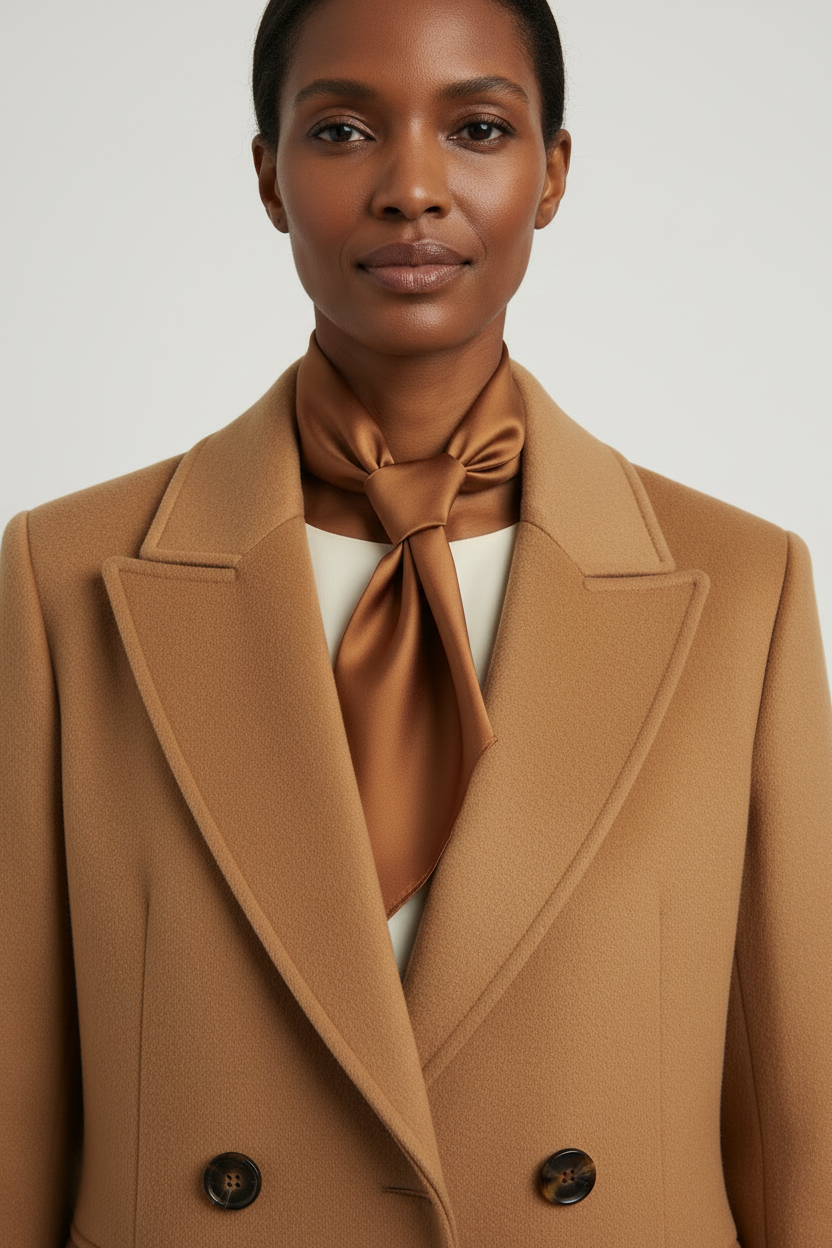 Lenço Caramelo com Modelo Editorial