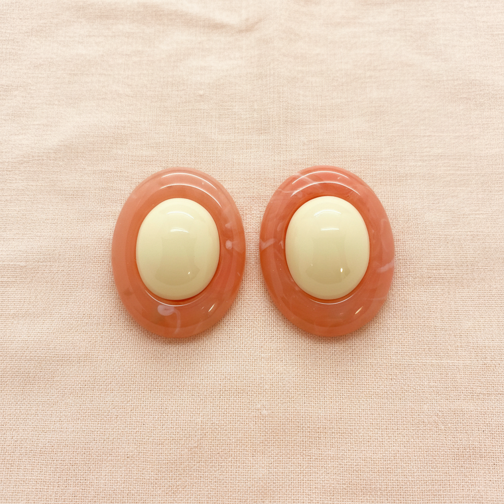 Par de Brincos Halo Oval Coral
