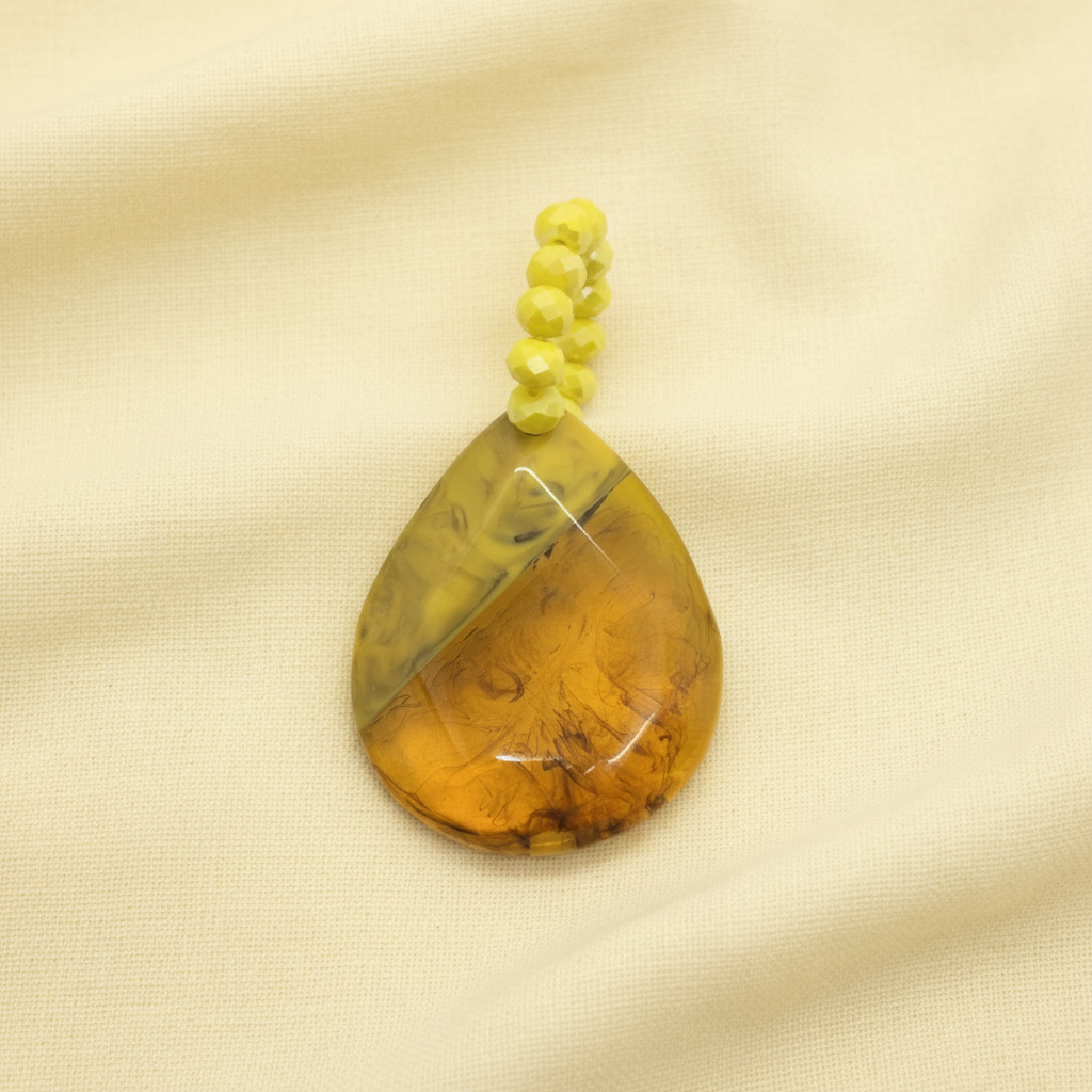 Pingente Resina Gota Amarelo