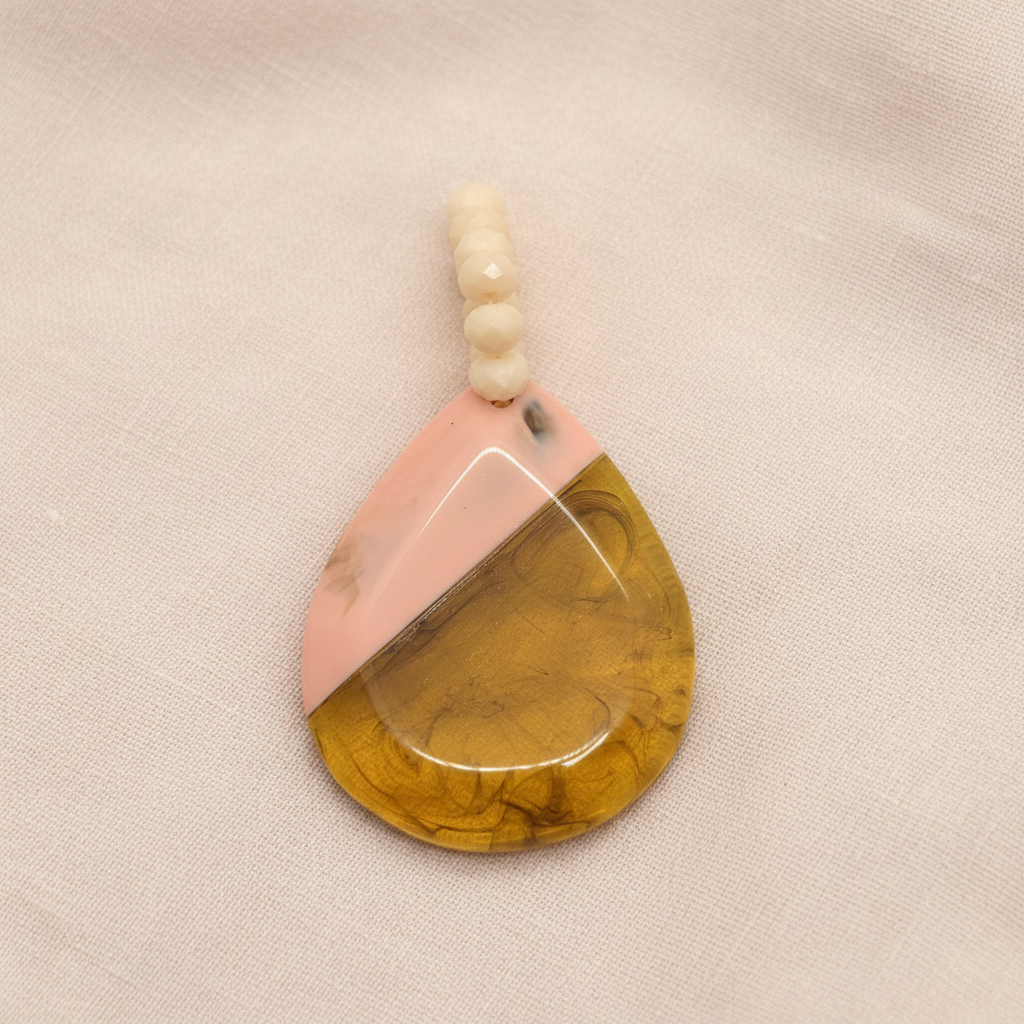 Pingente Resina Gota Rosa