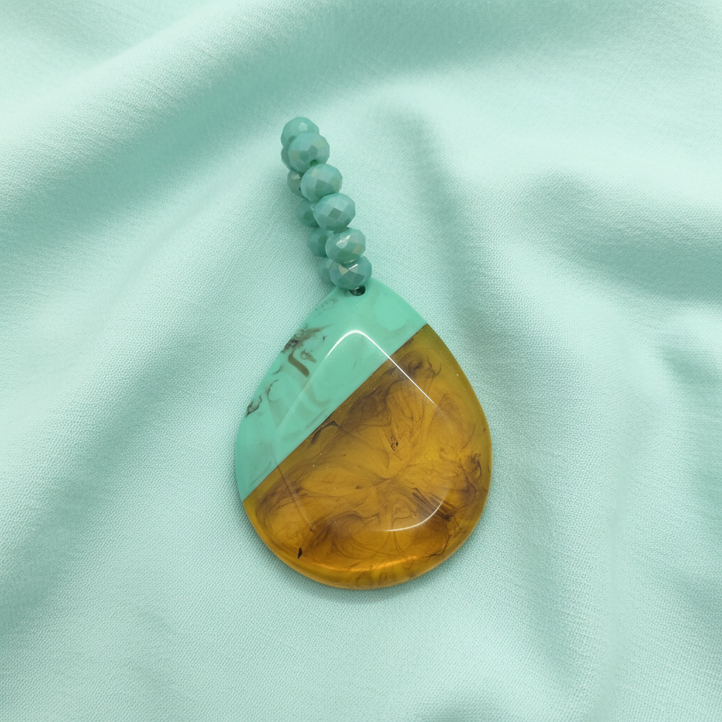 Pingente Resina Gota Turquesa