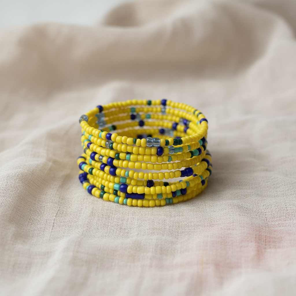 Pulseira amarela reposicionada com fundo profissional