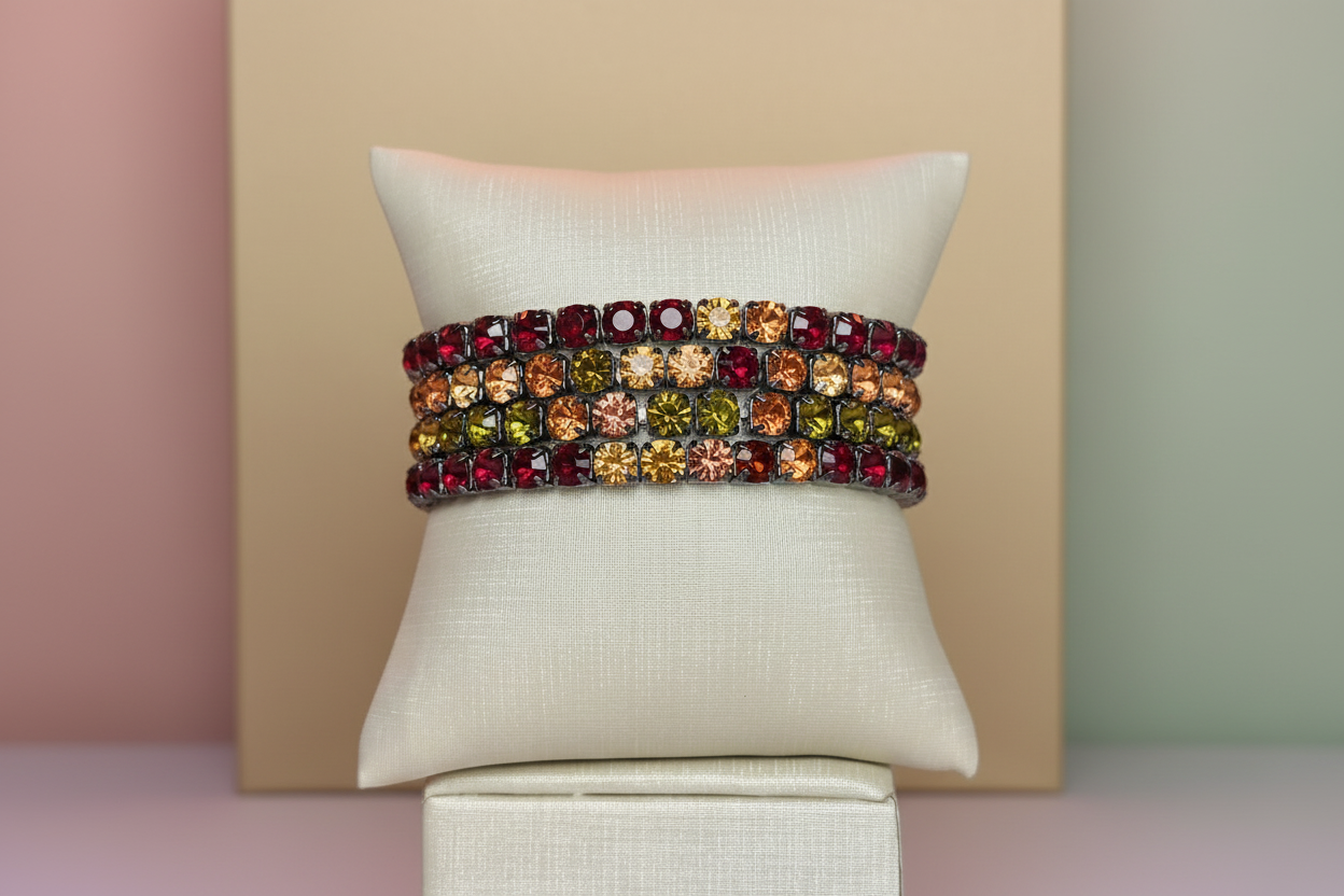 Pulseiras tons outono sobre fundo pastel