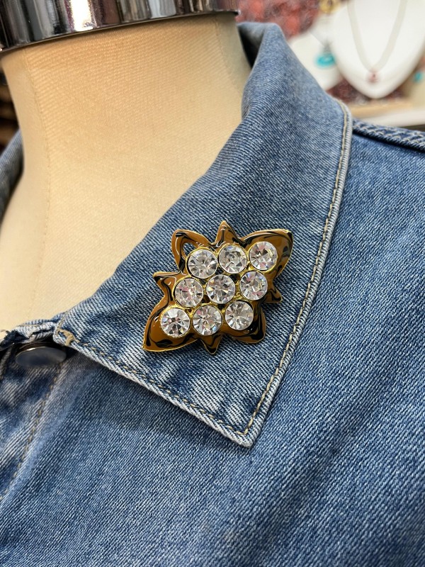 Broche Flor Animal Print Dourado