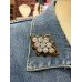 Broche Flor Animal Print Prata